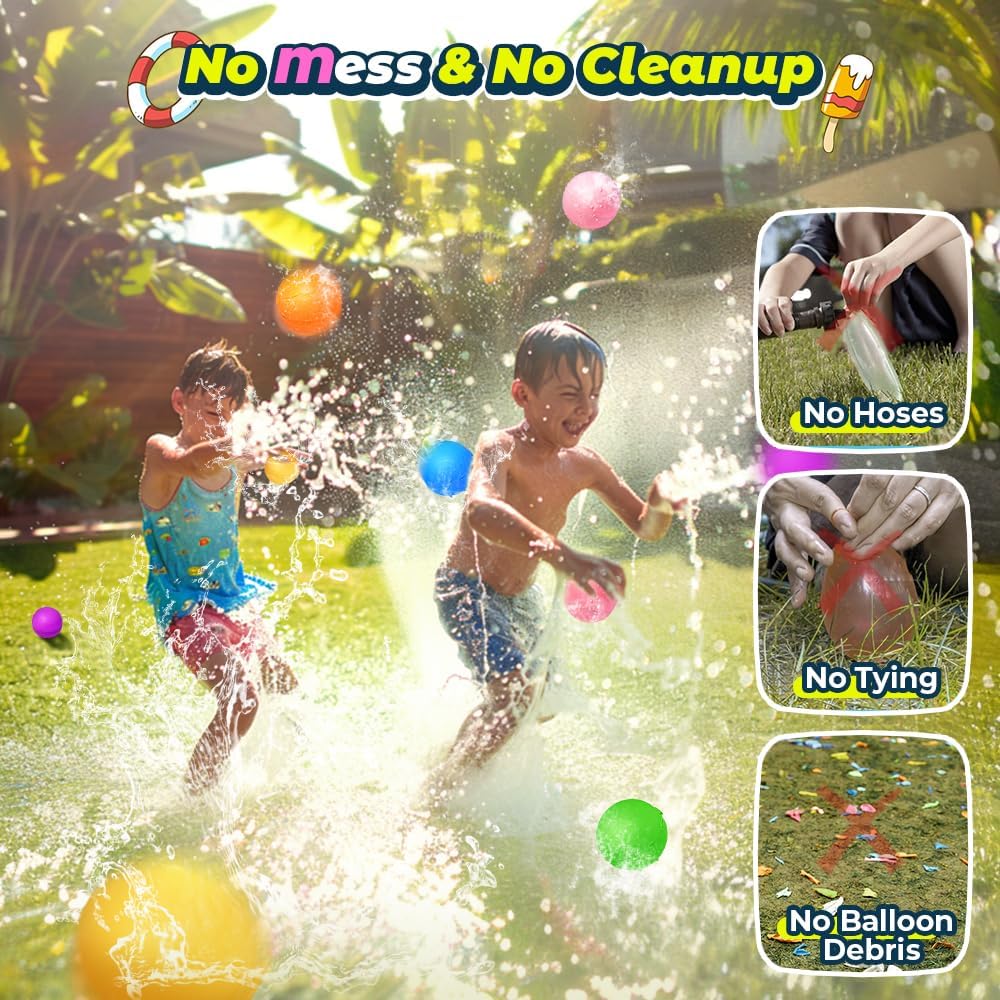 Reusable Water Balloons, Pool Beach Water Toys for Boys and Girls, Summer Toys for Kids Ages 3-12, Magnetic Water Ball for Outdoor Activities Quick Pick Grocers