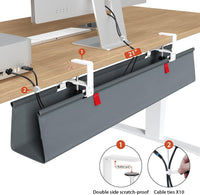 Univivi No Drill Under Desk Cable Management Tray, 36" Cord Organizer for Table, Clamp/Screw Mount Desk Cable Management, Premium Fabric Cable Management Tray for Office, Home Quick Pick Grocers