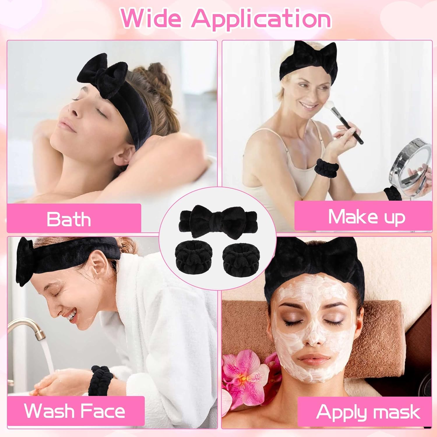 WSYUB Spa Headband and Wristband Set, Face Wash Headband, Makeup Skincare Headbands Wrist Bands for Washing Face Quick Pick Grocers