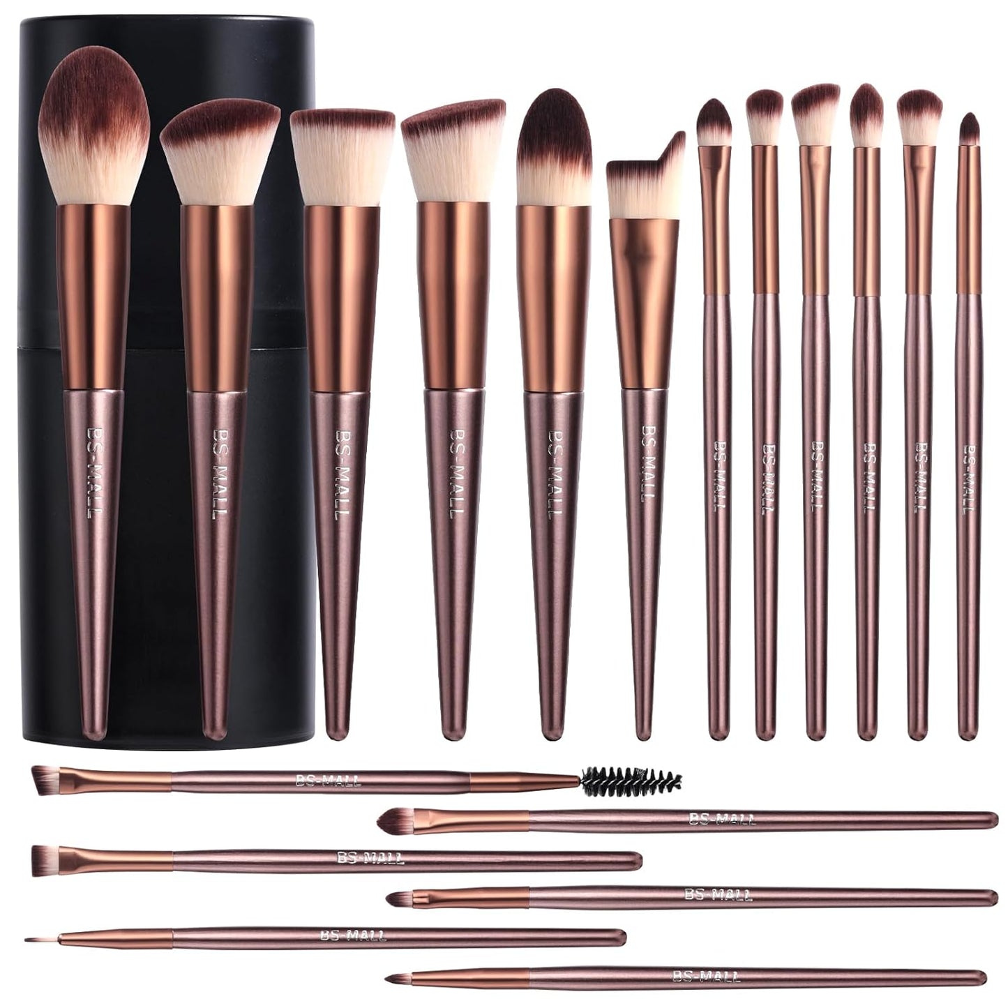 BS-MALL Makeup Brush Set 18 Pcs Professional Foundation Powder Concealers Eyeshadow Blush Synthetic Makeup Brushes with Labeled instruction Black Case Upgraded Version Quick Pick Grocers