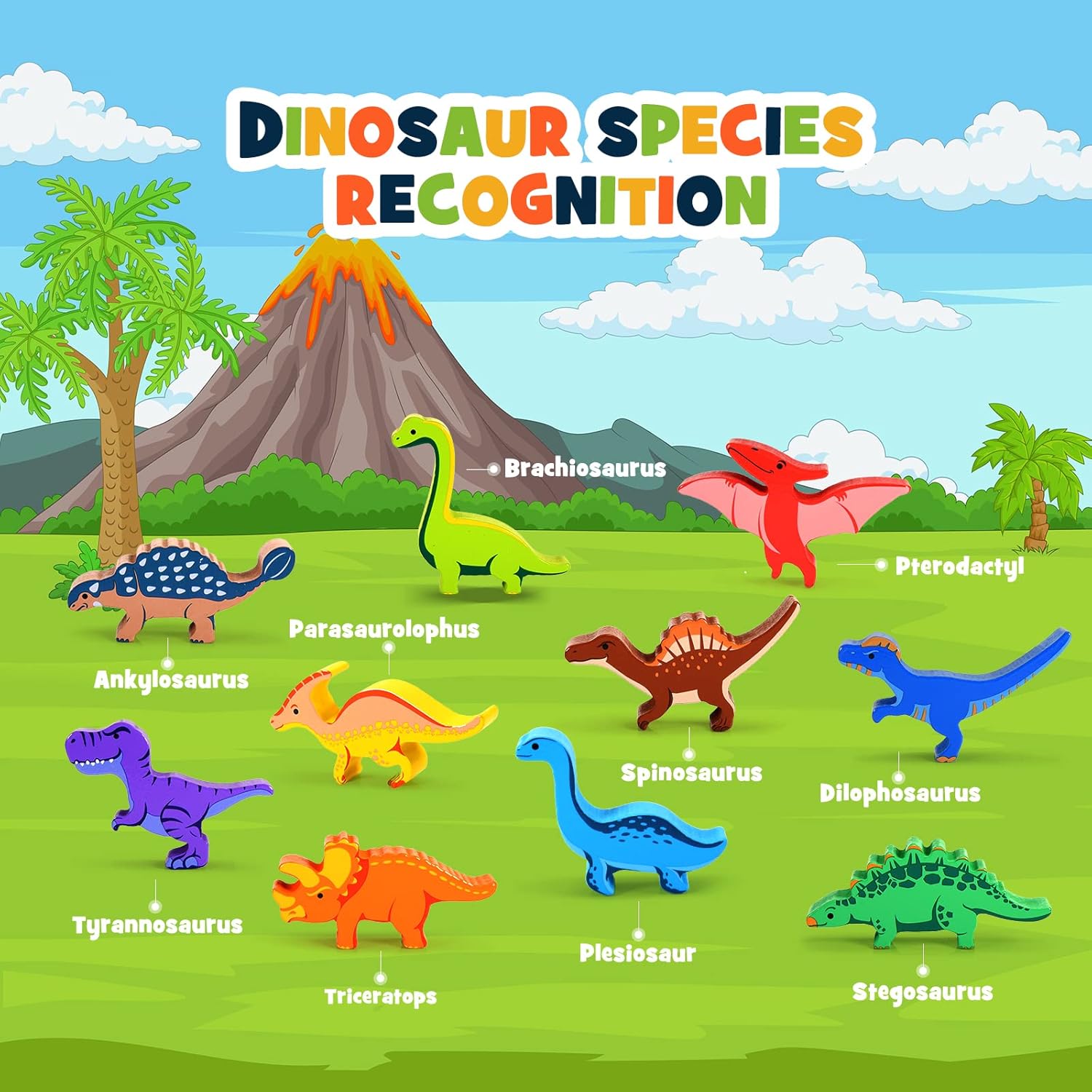 IPOURUP Dinosaur Toys for Kids 3-5: Wooden Stacking Montessori Toys for 3 4 5 6 7 8 Year Old Boys Girls Birthday Gifts for Kid Ages 4-8 Balance Competition Game for Family Stocking Stuffers Quick Pick Grocers