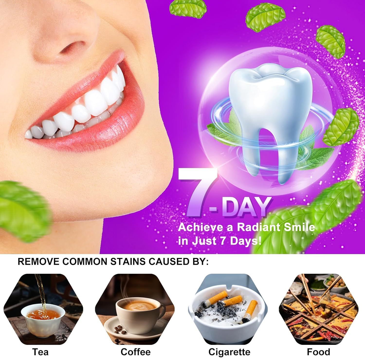 Teeth Whitening Strips,7-Day whitening Strips,Peroxide Free,Sensitive Teeth Whitener,Enamel Safe for Whiter Teeth,Deep Stains Removal,nstant Teeth Whitening Without The Harm (28pcs) Quick Pick Grocers