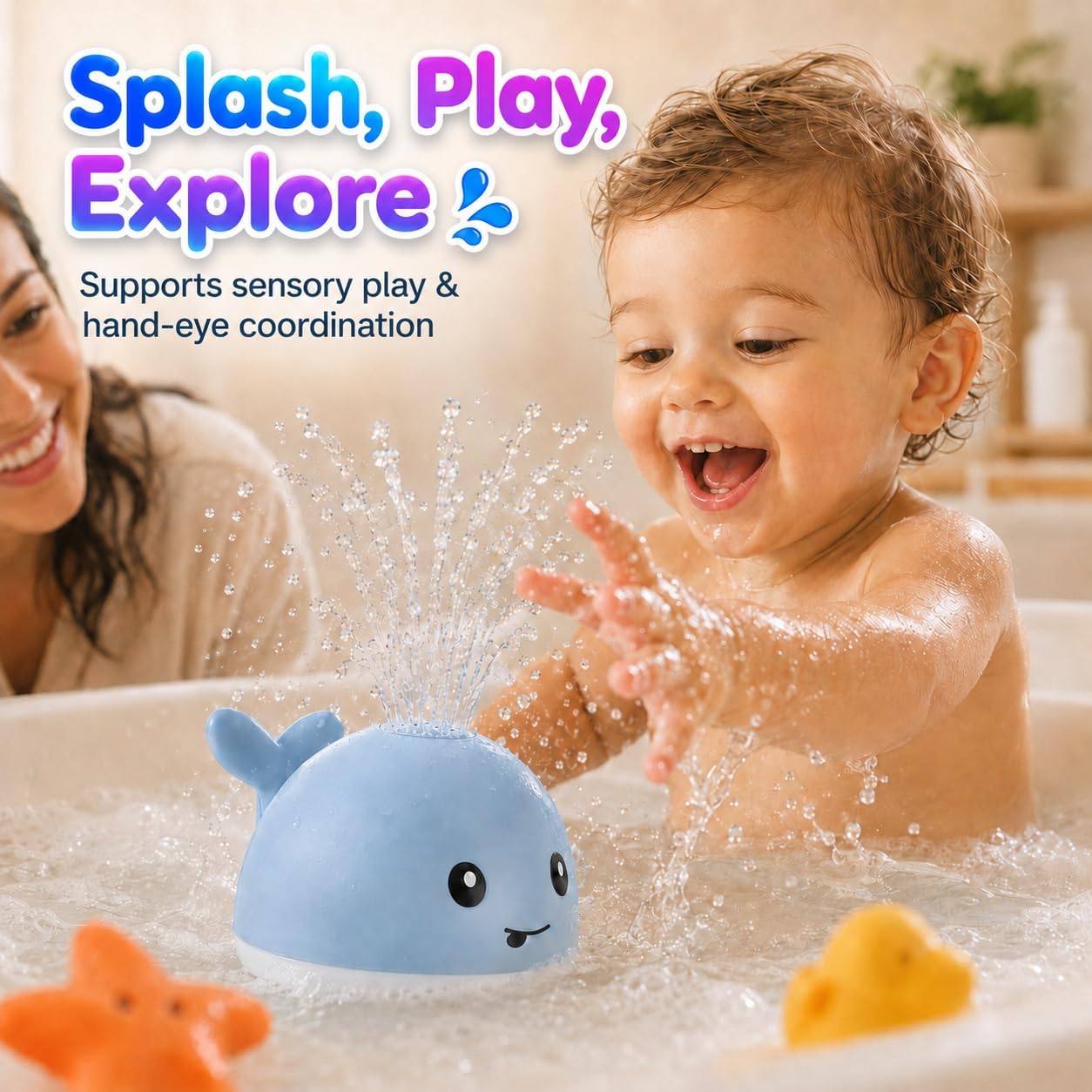 ANGGIKO Baby Bath Toys, Pool Water Table Toy for Babies, Toddler Bath Toys for Kids Ages 1-3, Light Up Whale Bath Toy Sprinkler 1 Year Old Boy Girl Gift Summer Bathtub Fountain Baby Toy 6-12-18 Months Quick Pick Grocers