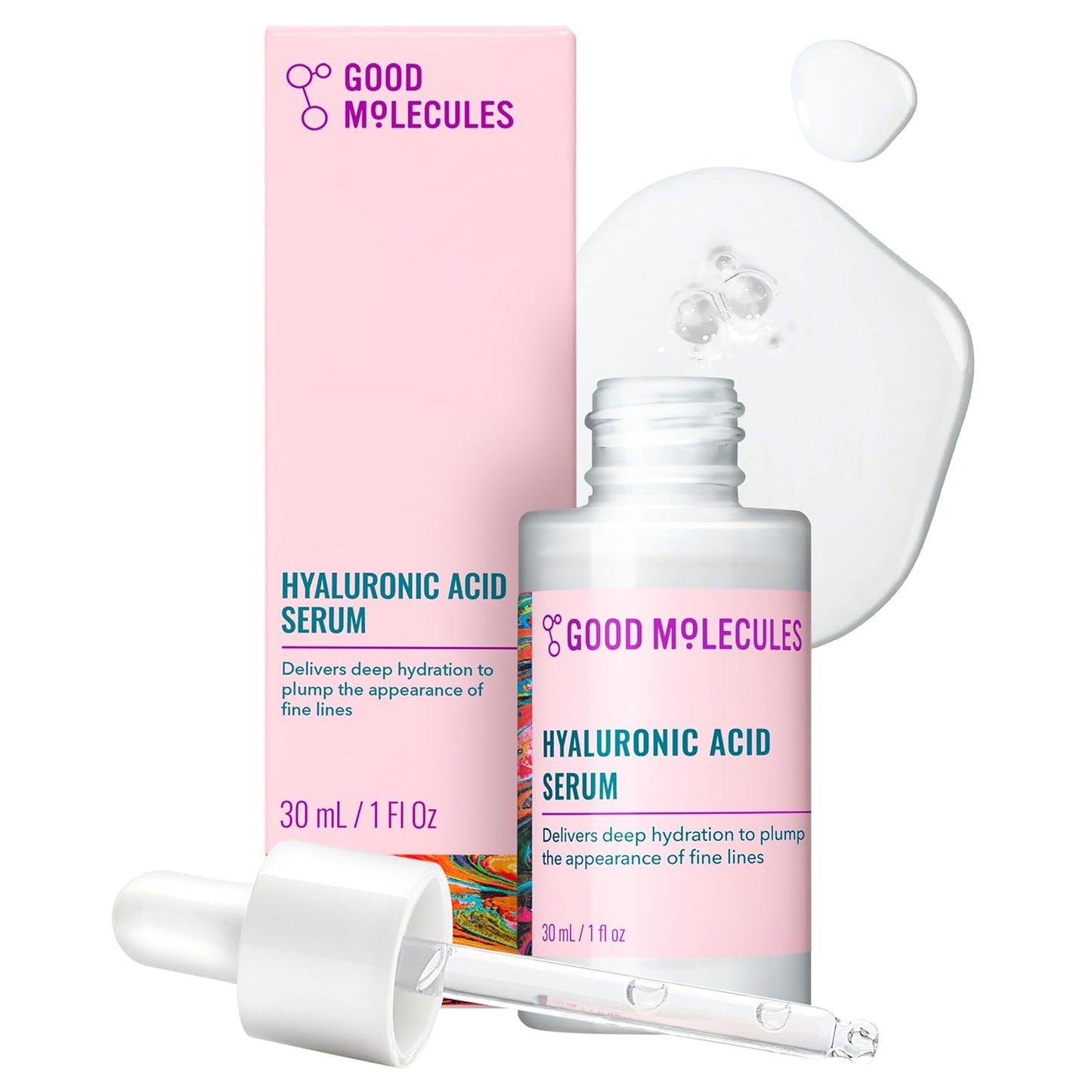 Good Molecules Hyaluronic Acid Serum - 1% Hyaluronic Acid Non-greasy Ultra Hydrating Serum, Facial Moisturizer for Plumper Skin, Skin Care for Face Quick Pick Grocers