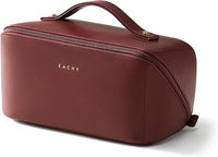 EACHY Travel Makeup Bag, Large Capacity Cosmetic Bag for Women, Waterproof PU Leather, Flat Open Portable Toiletry Bag for Skincare, Brushes & Travel Essentials Quick Pick Grocers