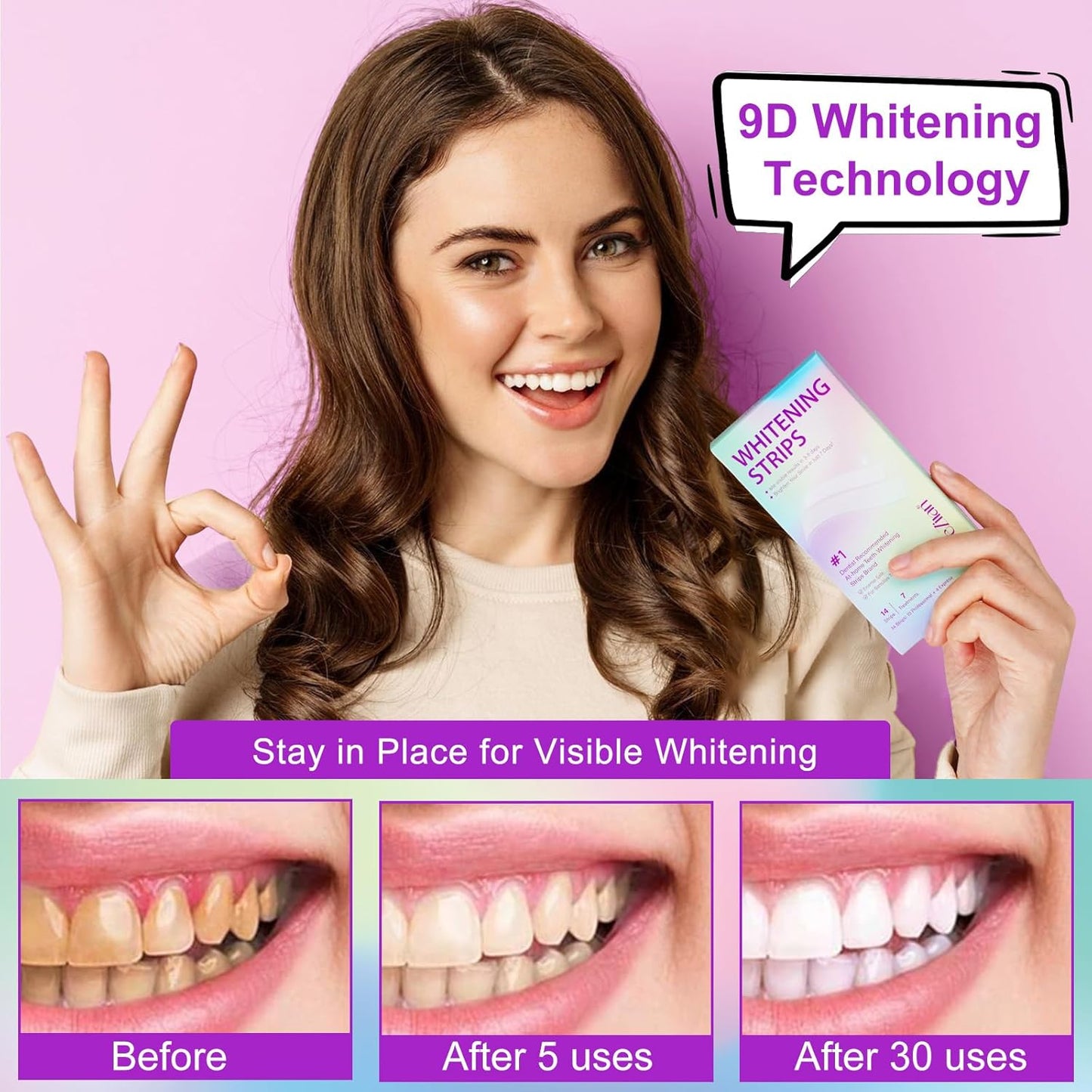 Teeth Whitening Strips,7-Day whitening Strips,Peroxide Free,Sensitive Teeth Whitener,Enamel Safe for Whiter Teeth,Deep Stains Removal,nstant Teeth Whitening Without The Harm (28pcs) Quick Pick Grocers
