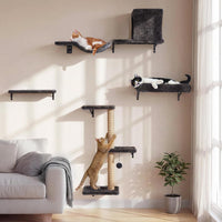 FUKUMARU Cat Wall Shelves, Stable & Safe 4 in 1 Cat Walls Furniture Set, Wooden Kitten Climbing Wall with Scratching Post for 16 Inch Drywall Quick Pick Grocers