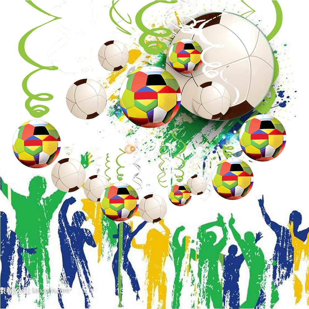 30CT Soccer Hanging Swirl for Soccer Party Supplies Theme Birthday Party Decorations Quick Pick Grocers
