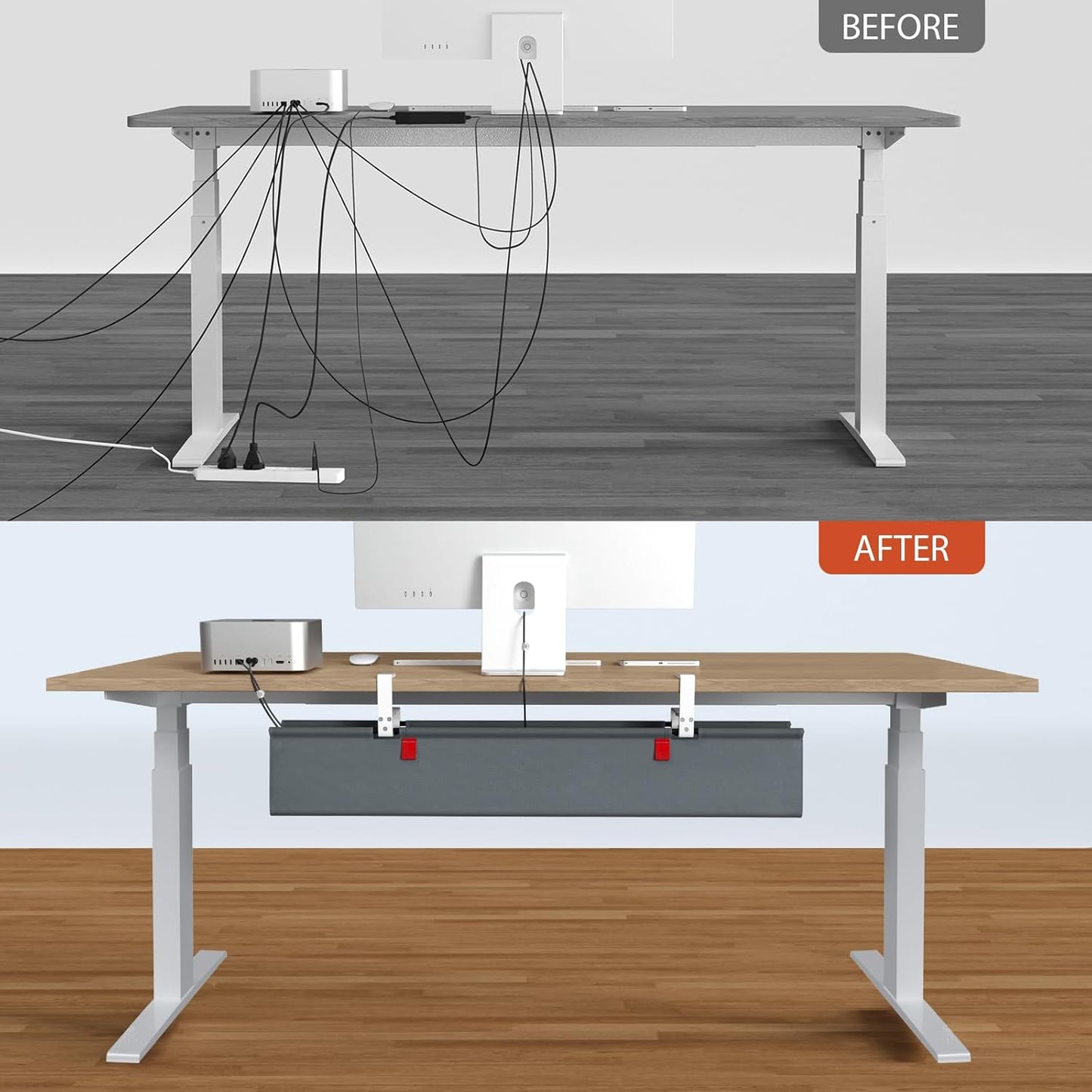 Univivi No Drill Under Desk Cable Management Tray, 36" Cord Organizer for Table, Clamp/Screw Mount Desk Cable Management, Premium Fabric Cable Management Tray for Office, Home Quick Pick Grocers