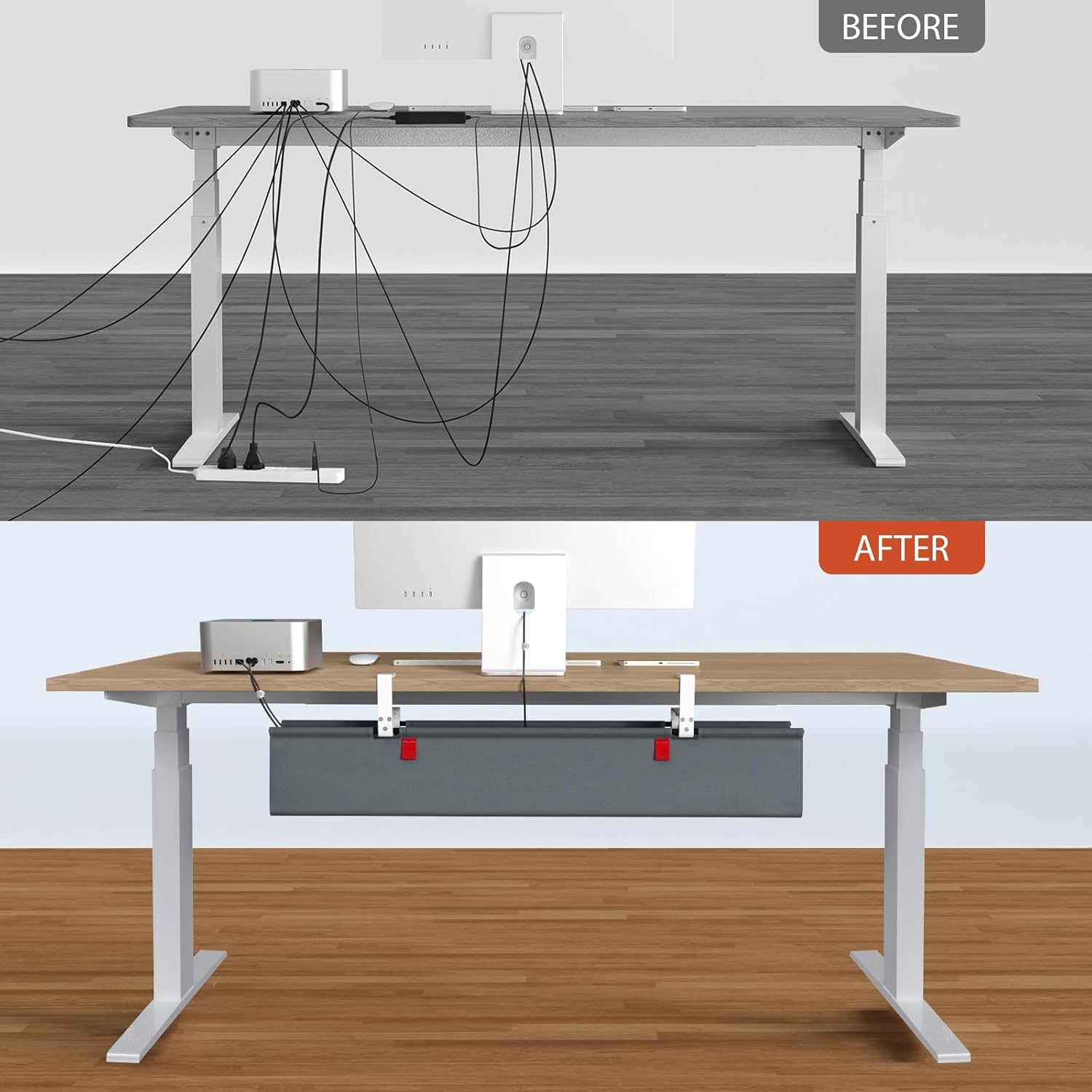 Univivi No Drill Under Desk Cable Management Tray, 36" Cord Organizer for Table, Clamp/Screw Mount Desk Cable Management, Premium Fabric Cable Management Tray for Office, Home Quick Pick Grocers