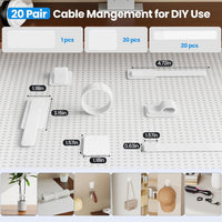 Cable Management Under Desk, 【Up to 15 Cord】【Enhanced Wire Holder】 Cord Organizer Holder, Adjustable Hook and Loop Cable Ties, Wire Clips Under Table Hider Quick Pick Grocers