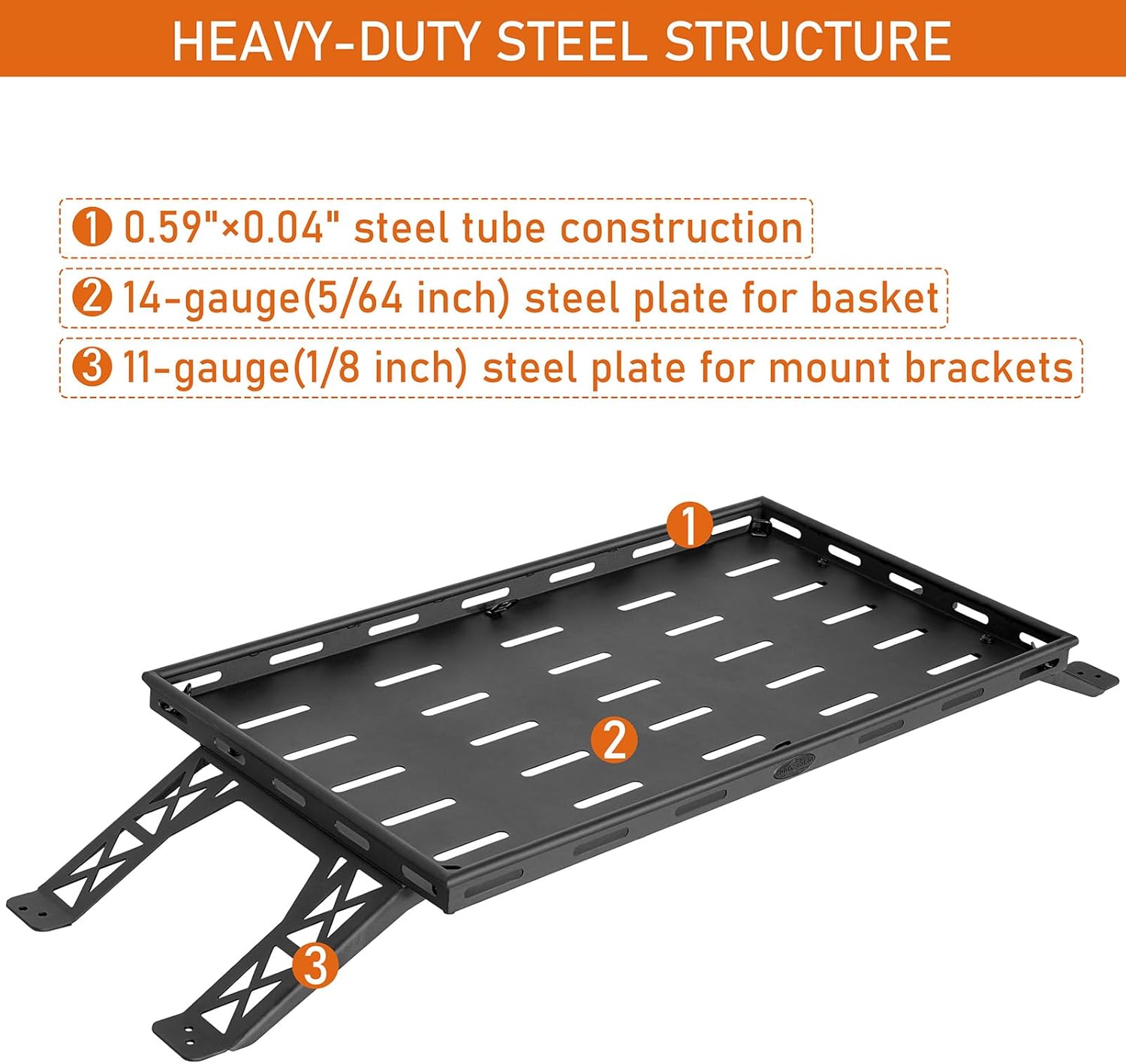 Hooke Road Rear Trunk Cargo Rack Basket Tray for 2007-2026 Jeep Wrangler JK JL 4-Door Hardtops, Sturdy Steel Shelf for Camping Trip Gear Quick Pick Grocers
