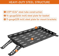 Hooke Road Rear Trunk Cargo Rack Basket Tray for 2007-2026 Jeep Wrangler JK JL 4-Door Hardtops, Sturdy Steel Shelf for Camping Trip Gear Quick Pick Grocers