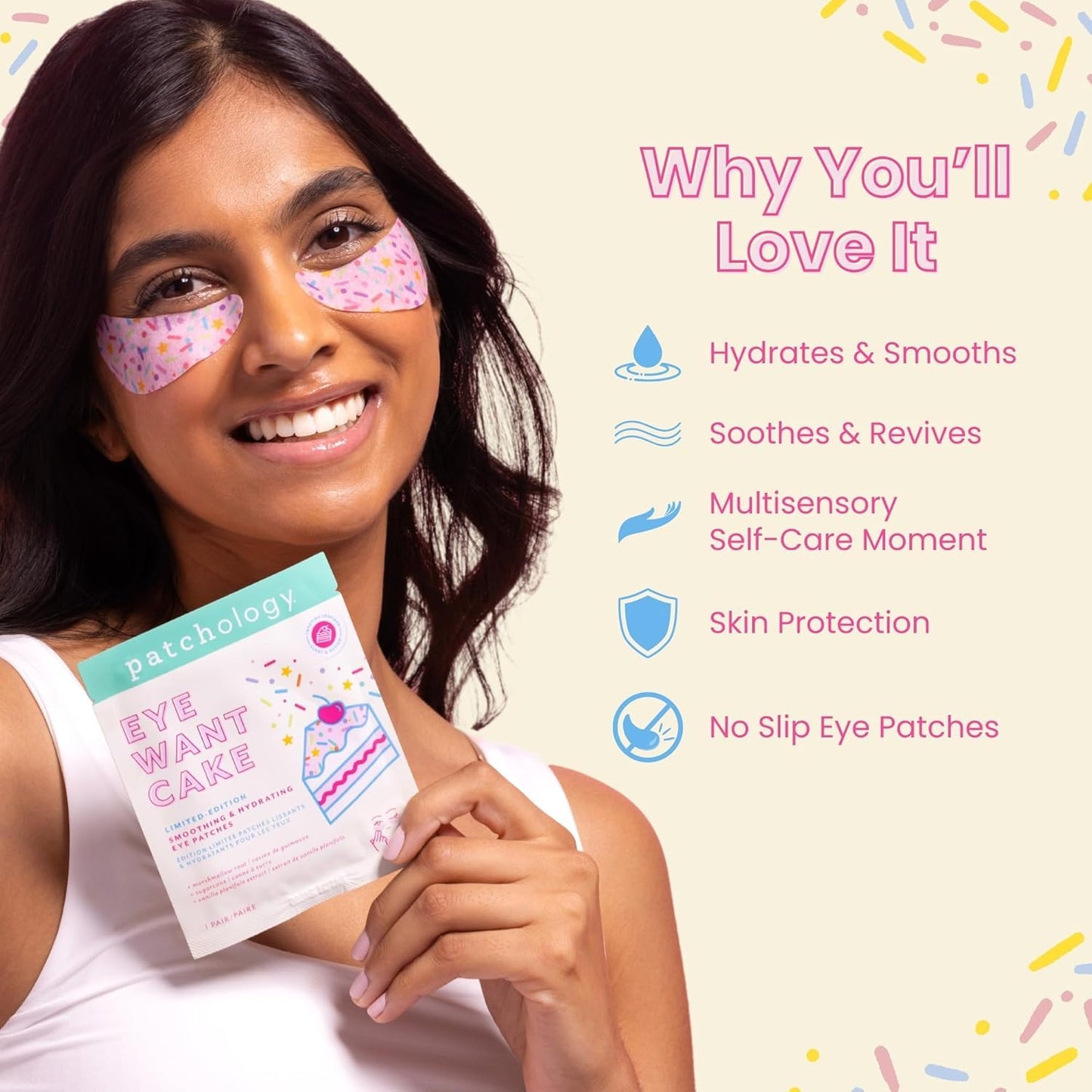 Patchology Eye Want Cake Hydrating & Smoothing Eye Patches – Under Eye Masks for Puffy Eyes, Dark Circles, and Fine Lines – Birthday Cake Inspired Self-Care Essentials, 5-Pack Quick Pick Grocers