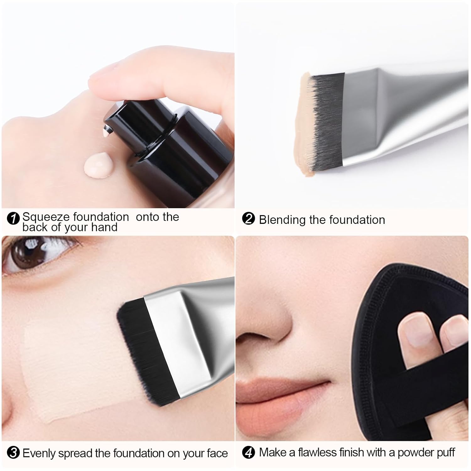 Flat Foundation Brush,Korean Makeup Brush Spatula Facial Brush for Liquid Foundation,Premium Face Makeup Brush for Blending Cream Quick Pick Grocers