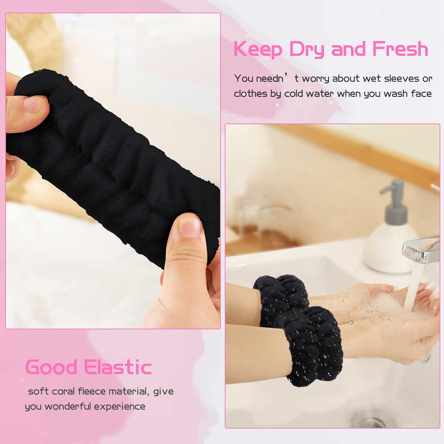 WSYUB Spa Headband and Wristband Set, Face Wash Headband, Makeup Skincare Headbands Wrist Bands for Washing Face Quick Pick Grocers