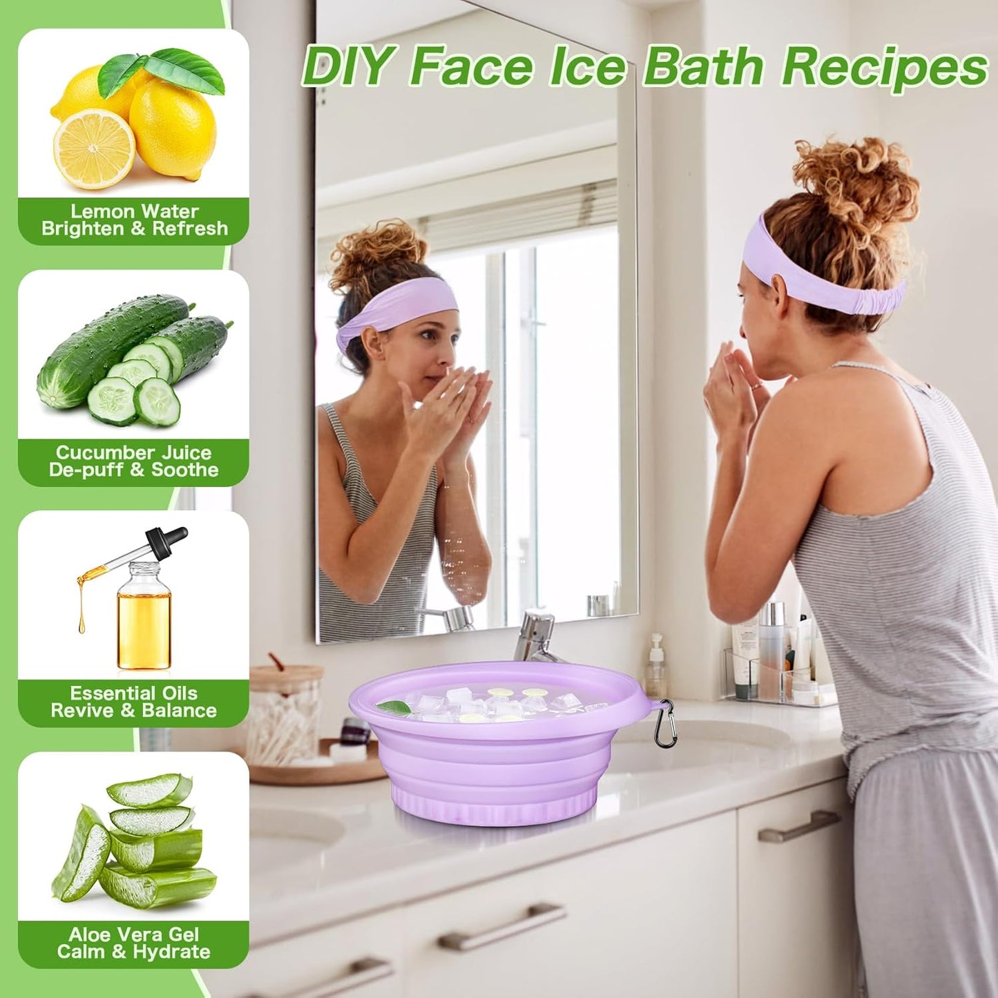 Foldable Ice Bowl with Built-In Ice Tray – Silicone Facial Ice Bath for Shrinking Pores, Boosting Circulation, Cold Plunge Skincare Gift for Men & Women Quick Pick Grocers