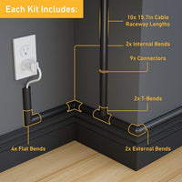 D-Line 157in Cord Hider Kit, Patented Cable Cover, Hide Wires on Wall, Channel for TV Mount Cords, Raceway Wire Hiders, Paintable, Adhesive, Half Round Quick Pick Grocers