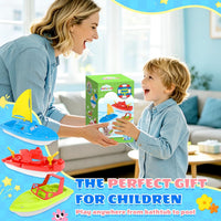 Toy Boat Fleet for Toddlers, Floating Water Play Boats for Pool, Bath & Beach, Colorful Boat Set for Kids Ages 3-5 Quick Pick Grocers