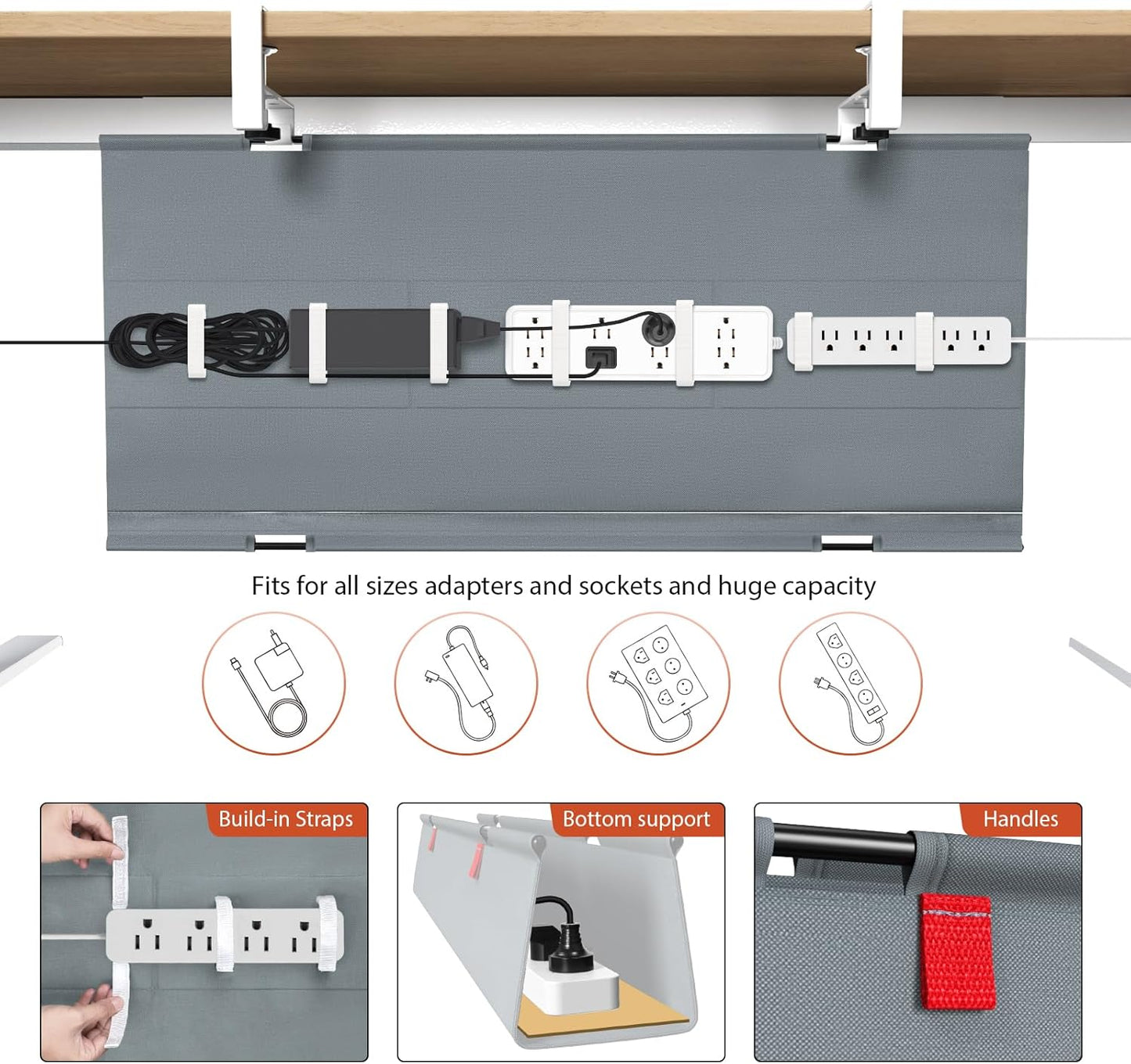 Univivi No Drill Under Desk Cable Management Tray, 36" Cord Organizer for Table, Clamp/Screw Mount Desk Cable Management, Premium Fabric Cable Management Tray for Office, Home Quick Pick Grocers