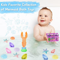 VGOFUN Diving Gems Pool Toys,10 Pcs Colorful Diamond with Treasure Chest Pirate Box Kids Swim Toys Acrylic Underwater Gemstone for Boys Girls Bath Toys Swimming Training Gift Water Pool Games Quick Pick Grocers