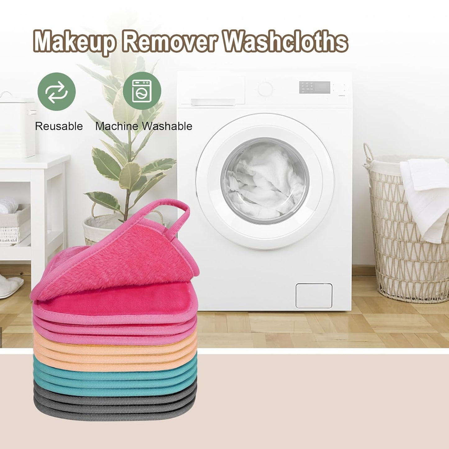 KODAMO Makeup Remover Cloth, 12 Pack Reusable Makeup Remover Towels with Washable Travel Bag, Microfiber Face Wash Cloths for Women All Skin Types Quick Pick Grocers