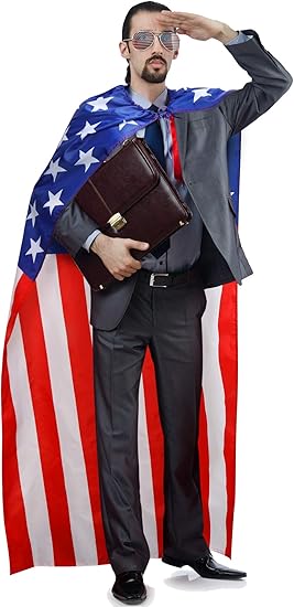 Frienda American Flag Costume Cape, 4th of July 250th Retro 80's USA Sunglasses and Flag Headband for 250th Anniversary Quick Pick Grocers