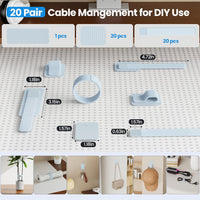 Cable Management Under Desk, 【Up to 15 Cord】【Enhanced Wire Holder】 Cord Organizer Holder, Adjustable Hook and Loop Cable Ties, Wire Clips Under Table Hider Quick Pick Grocers