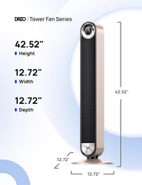 DREO Tower Fan for Bedroom, 90° Oscillating Standing Fan with 28ft/s Velocity, 20dB Quiet for Sleep, DC Motor, 9 Speeds, 4 Modes, 12H Timer, Voice & APP & Remote Control, Starlight Quick Pick Grocers