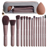 Travel Makeup Brush Set BS-MALL14 PCS Professional Makeup Brushes with Case & Sponge for Foundation, Concealer, Powder, Blush & Eyeshadow, Soft Synthetic Brush Kit for Women, Beginners & Travelers Quick Pick Grocers