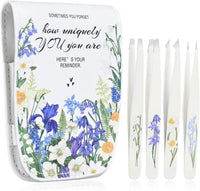Personalized Tweezers Set for Women Facial Hair in Floral Travel Case, Small Self Care Inspirational Easter Gifts for Her Friend, Eyebrow Ingrown Hair Splinter Removal Grooming Kit Quick Pick Grocers