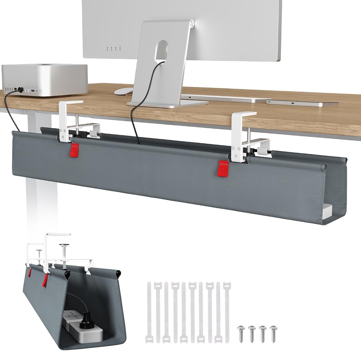 Univivi No Drill Under Desk Cable Management Tray, 36" Cord Organizer for Table, Clamp/Screw Mount Desk Cable Management, Premium Fabric Cable Management Tray for Office, Home Quick Pick Grocers