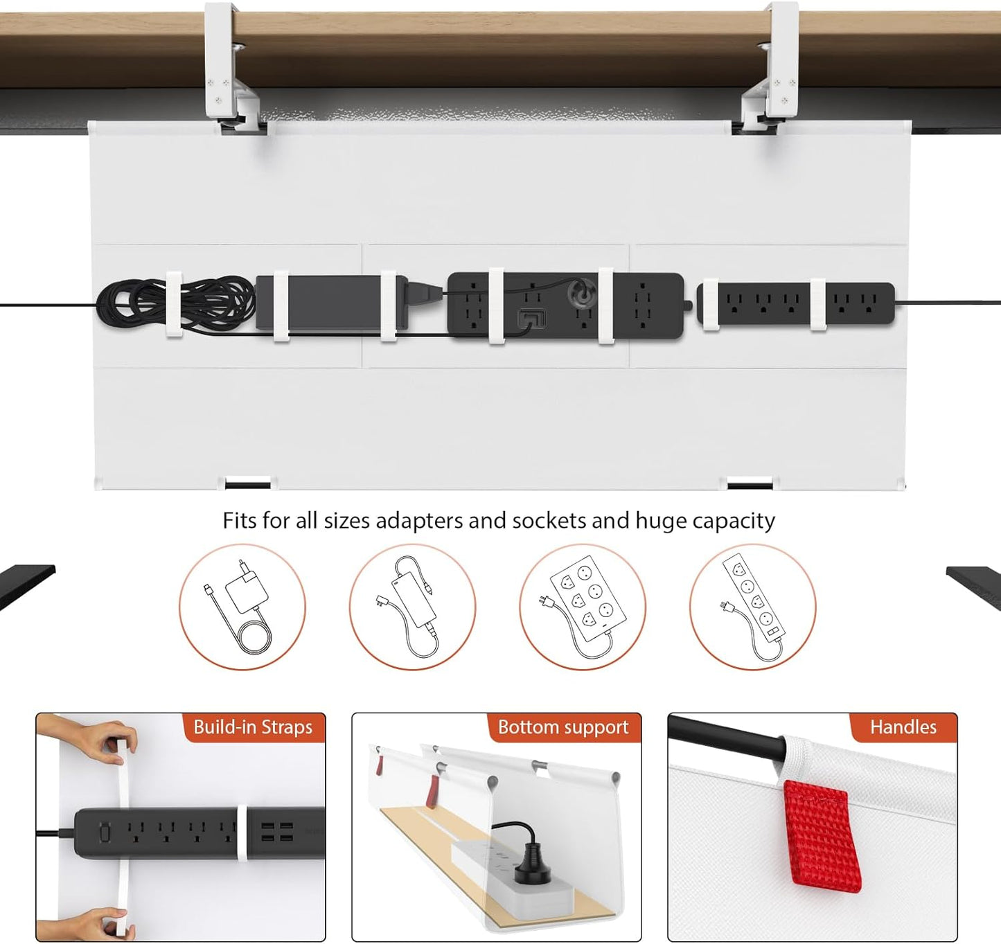 Univivi No Drill Under Desk Cable Management Tray, 36" Cord Organizer for Table, Clamp/Screw Mount Desk Cable Management, Premium Fabric Cable Management Tray for Office, Home Quick Pick Grocers