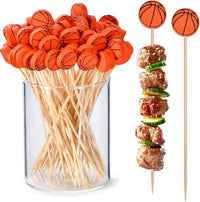 JtmyAota 100 Pack Soccer Toothpicks, 4.7 Inch Bamboo Cocktail Picks, Bamboo Toothpicks for World Cup Sports Catered Event Birthday Themed Party Decorations Quick Pick Grocers
