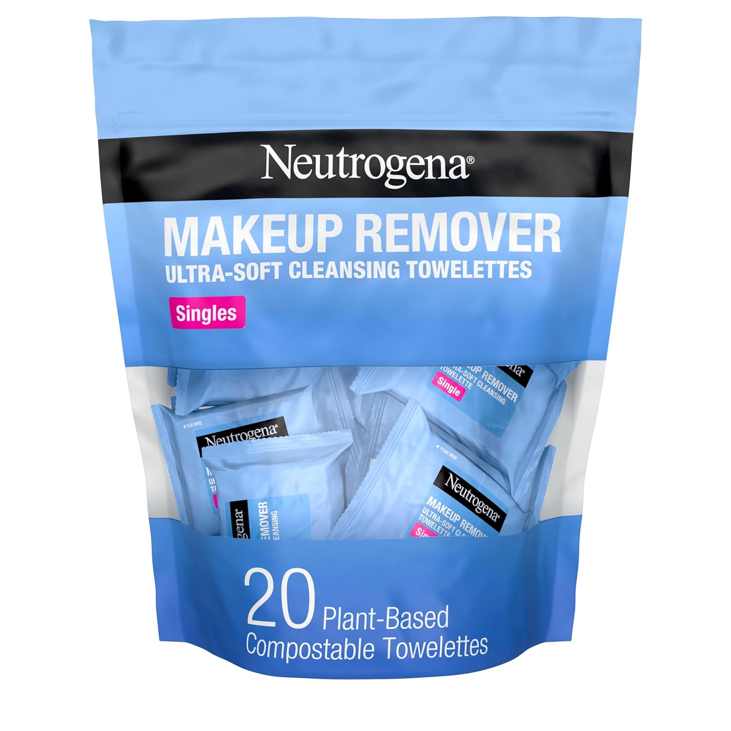 Neutrogena Makeup Remover Wipes, Daily Single Face Cleansing Towelettes, Makeup Removing Cleansing Wipes Removes Dirt & Oil, Alcohol-Free Face Towelettes, 20 ct Quick Pick Grocers