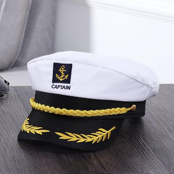 Adult Yacht Captain Hat White Sailor Hat for Women Men Yacht Boat Sailor Captain Cap Marine Admiral Costume Party Cosplay Accessory Quick Pick Grocers