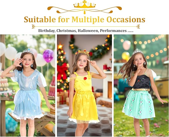 LIMIROLER Princess Dress Up Clothes for Little Girl Role Play Costume Gift Set Princess Dress Up Toys for Toddler Girls Quick Pick Grocers