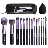 Travel Makeup Brush Set BS-MALL14 PCS Professional Makeup Brushes with Case & Sponge for Foundation, Concealer, Powder, Blush & Eyeshadow, Soft Synthetic Brush Kit for Women, Beginners & Travelers Quick Pick Grocers