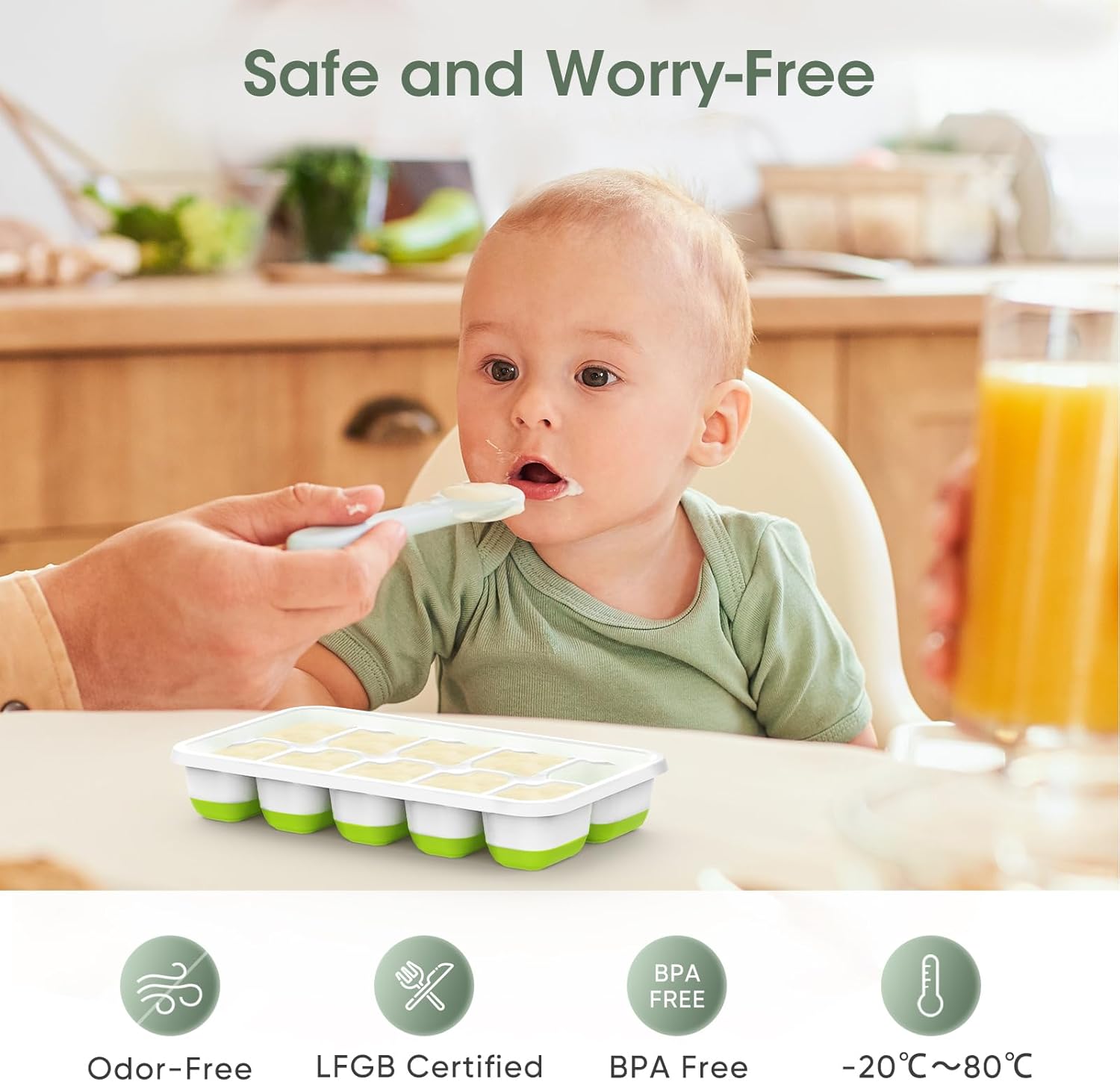 DOQAUS Ice Cube Tray with Lid and Bin - 4 Pack Silicone Ice Cube Trays for Freezer, Stackable Ice Bucket Kits with Storage Container & Scoop for Kitchen, RV, Cocktail, Coffee Quick Pick Grocers