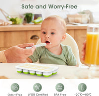 DOQAUS Ice Cube Tray with Lid and Bin - 4 Pack Silicone Ice Cube Trays for Freezer, Stackable Ice Bucket Kits with Storage Container & Scoop for Kitchen, RV, Cocktail, Coffee Quick Pick Grocers