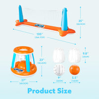 JOYIN Inflatable Pool Float Set Volleyball Net & Basketball Hoops, Balls Included for Kids and Adults Swimming Game Toy, Summer Floaties, Volleyball Court |Basketball Quick Pick Grocers