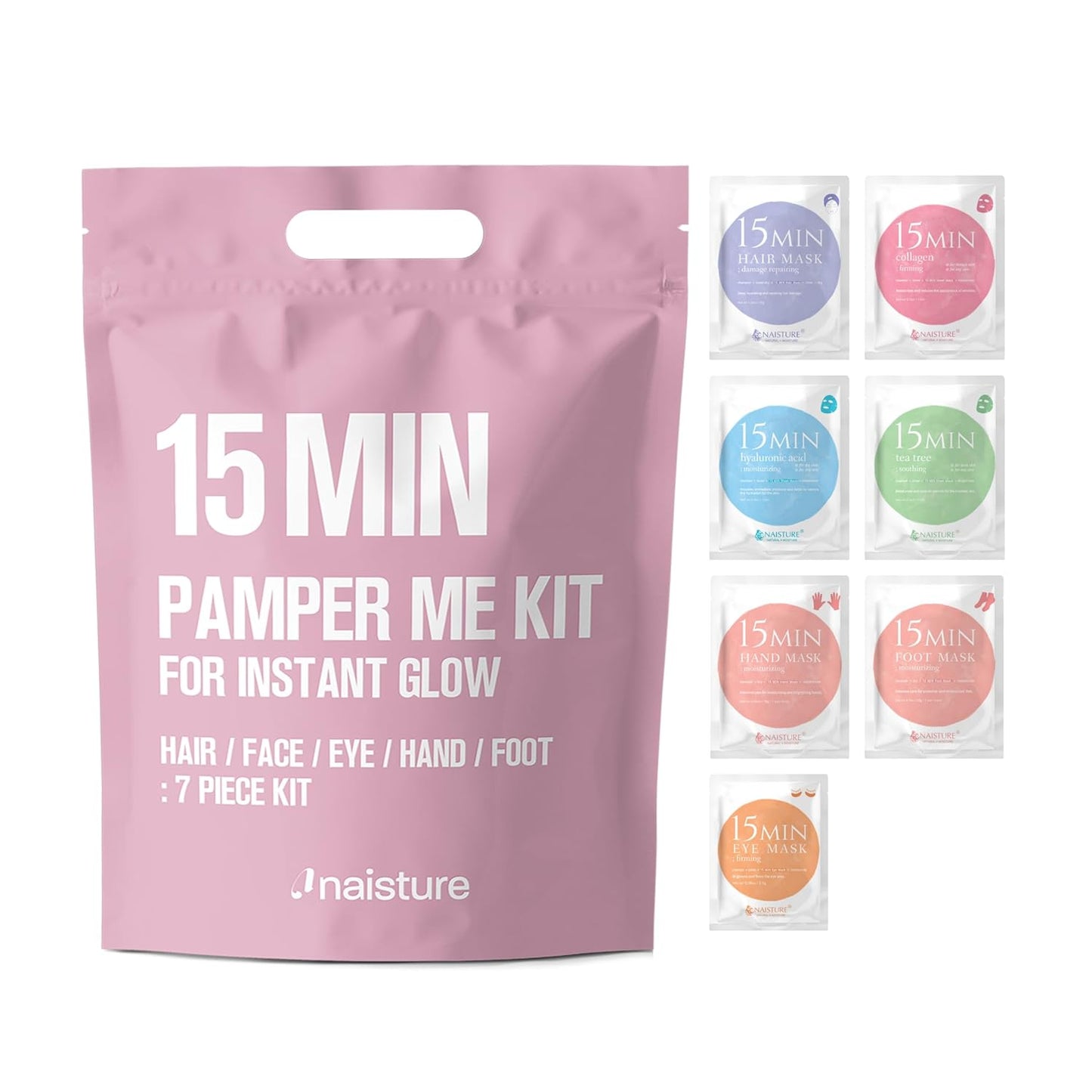 Naisture 15 Min Pamper Me Kit Korean Spa Skincare Gift Set for Head-to-Toe with Hair, Face, Eye, Hand, & Foot Masks Quick Pick Grocers
