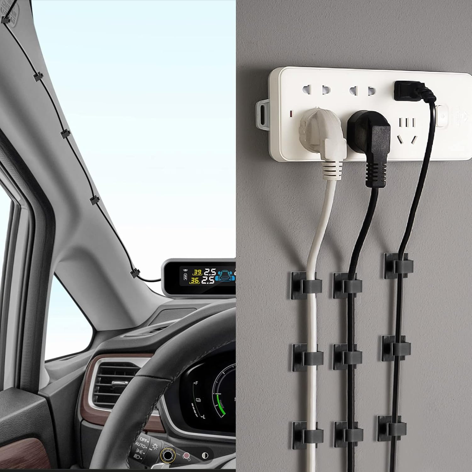 XHF 3/4” 5/8" Adhesive Cable Wire Clips White 60PCS 120PCS, Cable Staples Outdoor Cable Management Wire Organizer Cord Holder for Under Desk, Car, Wall, TV PC Ethernet Cable Quick Pick Grocers