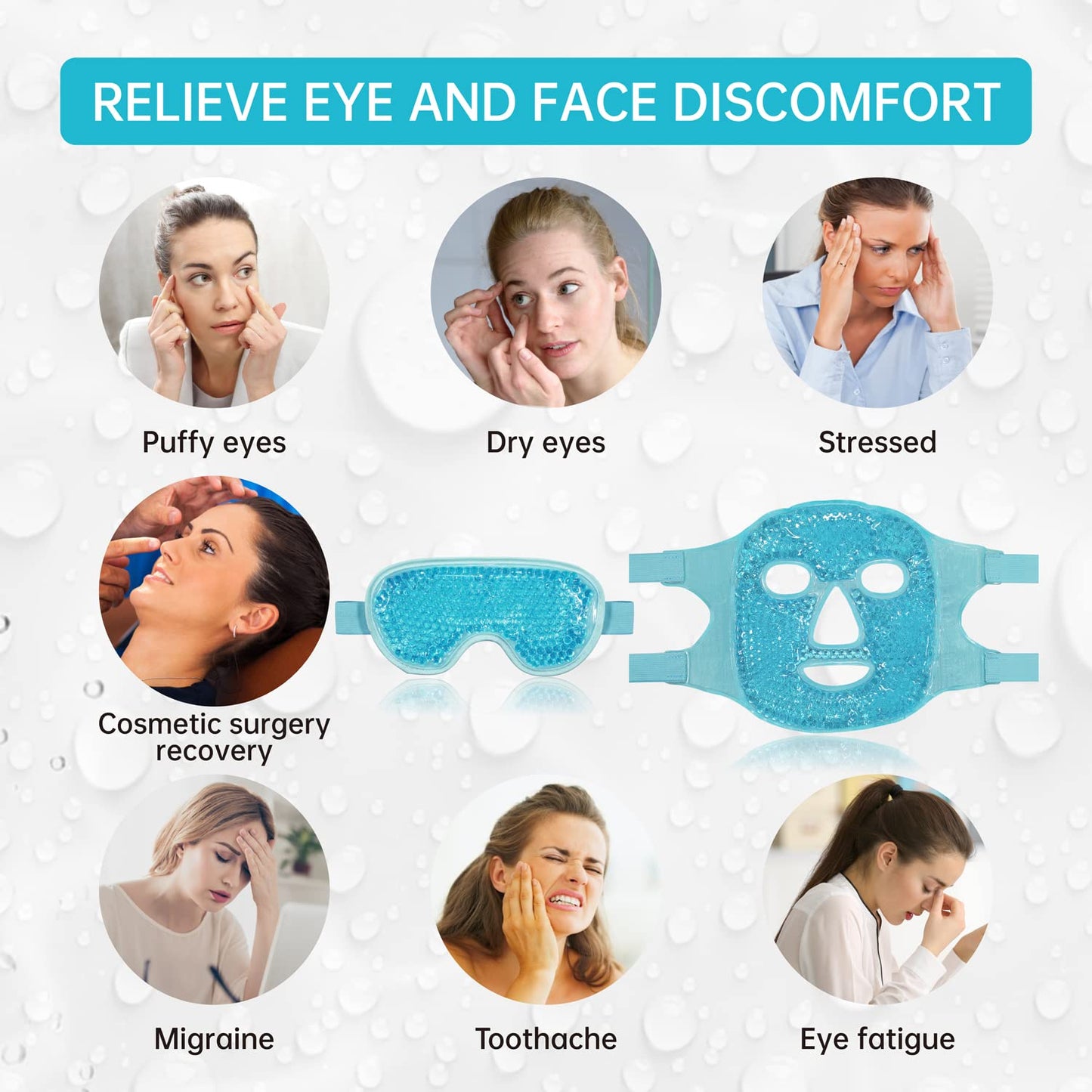 ZNÖCUETÖD Cold Face Eye Mask Ice Pack Reduce Facial Puff, Dark Circles, Hot Cold Compress Pack, Face SPA Gift for Woman Sleeping, Pressure, Headaches, Skin Care, Post Laser Cosmetic Care, Reversible Quick Pick Grocers