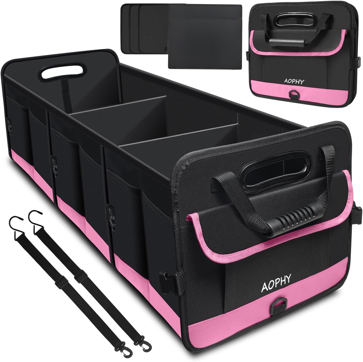 Trunk Organizer for Car, Sturdy Storage Organization with Non-Slip Bottom Strips, 95L Large Capacity Cargo Organizer for Suv, Truck, Sedan, Waterproof Portable Car Organizers for Women Men Quick Pick Grocers