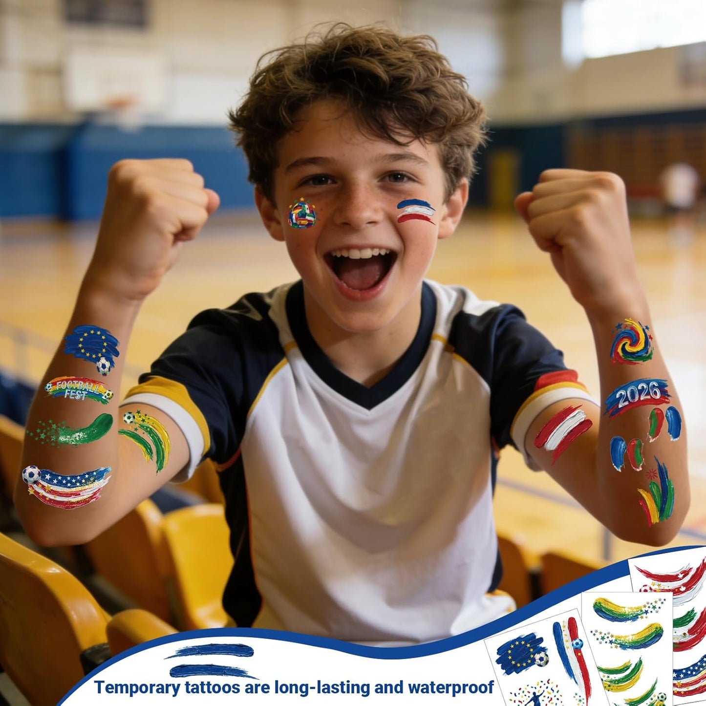 Awinmay 45 Pcs Soccer Tattoos - World Cup Temporary Tattoos for Kids，Adult，Teens，Soccer Party Favors Sports Themed Supplies Fake Tattoo Stickers，World Cup 2026 Merchandise，Kids Goodie Bag Stuffers Quick Pick Grocers