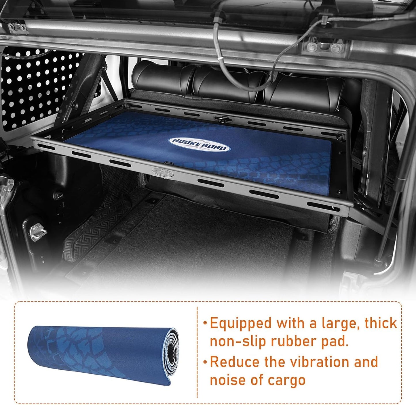 Hooke Road Rear Trunk Cargo Rack Basket Tray for 2007-2026 Jeep Wrangler JK JL 4-Door Hardtops, Sturdy Steel Shelf for Camping Trip Gear Quick Pick Grocers