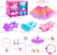 Princess Dress Up Shoes Set, Girls Dress Up Toys Toddler Jewelry Boutique Kit, 3 Themes of Unicorn Mermaid Ice Princess Costumes Set, Pretend Play Gifts for Little Girls Aged 3-6 Years Old Quick Pick Grocers