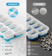 DOQAUS Ice Cube Tray with Lid and Bin - 4 Pack Silicone Ice Cube Trays for Freezer, Stackable Ice Bucket Kits with Storage Container & Scoop for Kitchen, RV, Cocktail, Coffee Quick Pick Grocers
