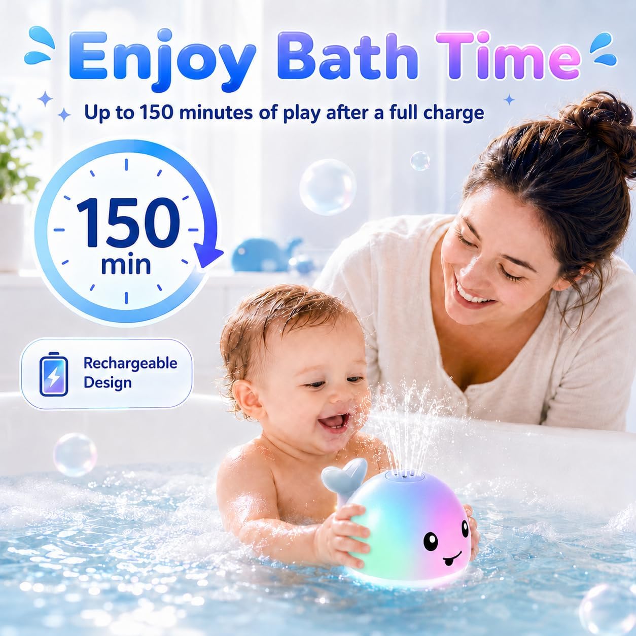 ANGGIKO Baby Bath Toys, Pool Water Table Toy for Babies, Toddler Bath Toys for Kids Ages 1-3, Light Up Whale Bath Toy Sprinkler 1 Year Old Boy Girl Gift Summer Bathtub Fountain Baby Toy 6-12-18 Months Quick Pick Grocers